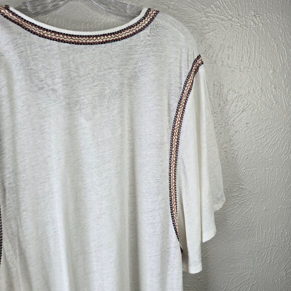 Garnet Hill Shift Sz Dress XL White Organic Linen Southwestern Boho Relaxed Fit - Picture 11 of 12